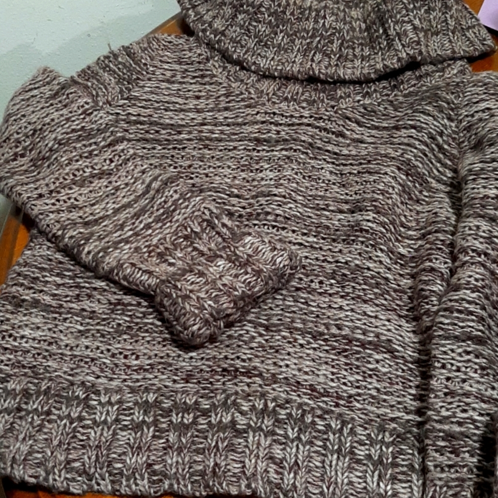 Loft multi color purple/burgandy/grays long sleeve sweater cowl nack